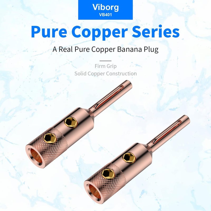 Viborg Speaker Banana Plugs Pure Copper Screw Locking 4MM Speaker Connectors for Hi-End Amplifier Wire, Home Theater, Audio/Video Receiver, Amplifiers and Sound Systems 4PCS (VB401 Pure Copper) - Image 4